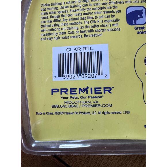 NEW Premier Clik-R Dog Training Clicker Purple/Green NEW Sealed Package - Picture 4 of 5